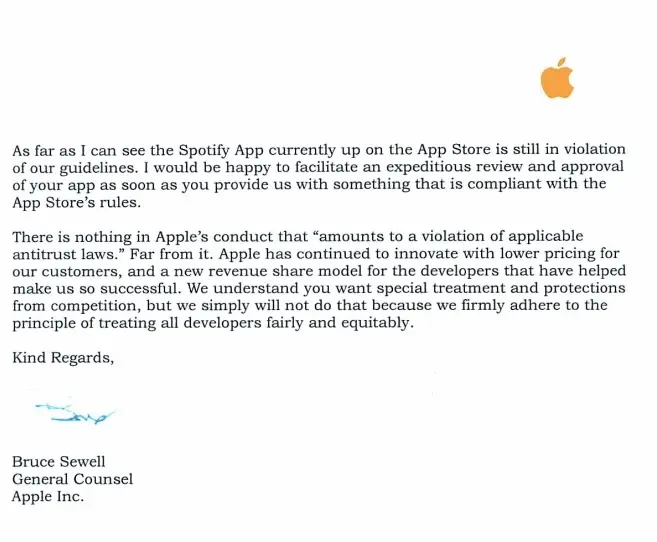 Apple répond à Spotify, qui aurait contourné les abonnements de l'App Store
