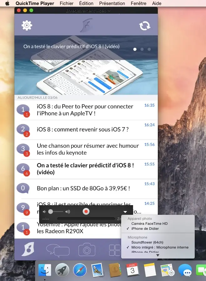 Yosemite/iOS 8 : l'écran de l'iPhone est vu comme une caméra lorsqu'il est branché à un Mac