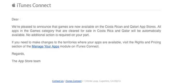 Des jeux sur les App Store du Costa Rica et du Qatar