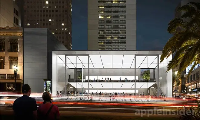 AppleStore SF : ça coulisse sur toute la hauteur