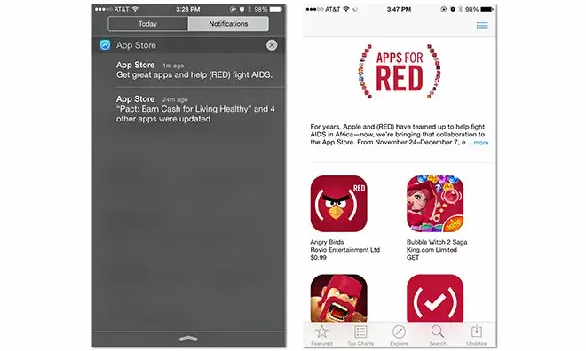 Quand Apple promeut l'opération (RED) en envoyant des notifications sur iOS