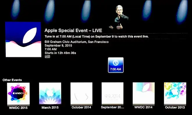 Le flux de la keynote disponible sur l'Apple TV