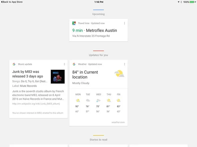 Google Now améliore ses cartes sur l'iPad