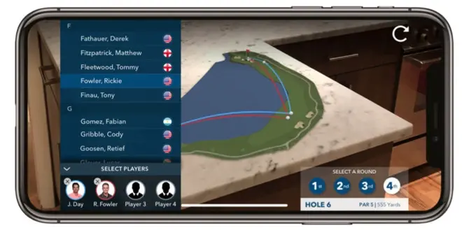 PGA Tour AR affiche les parcours de golf en réalité augmentée