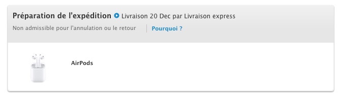 Les AirPods sont en "préparation pour l'expédition"