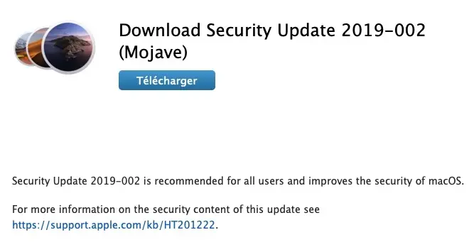Apple : une mise à jour de sécurité pour Mojave et High Sierra