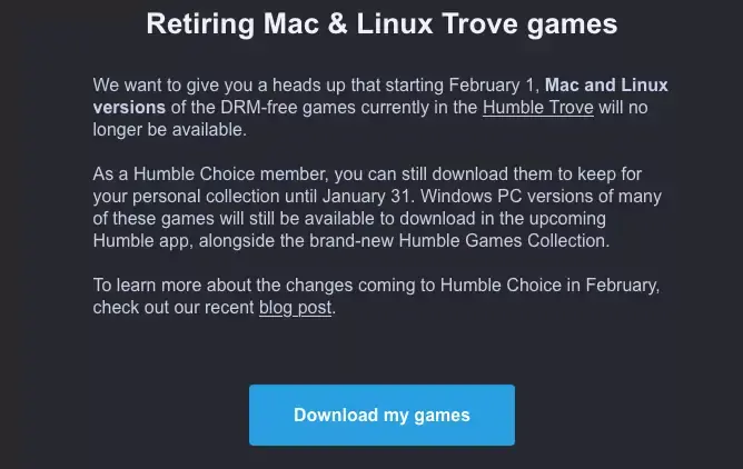 Humble Bundle arrête le support du Mac (téléchargez vos jeux avant février)