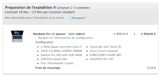 Les MacBook Pro européens en "préparation pour l'expédition"