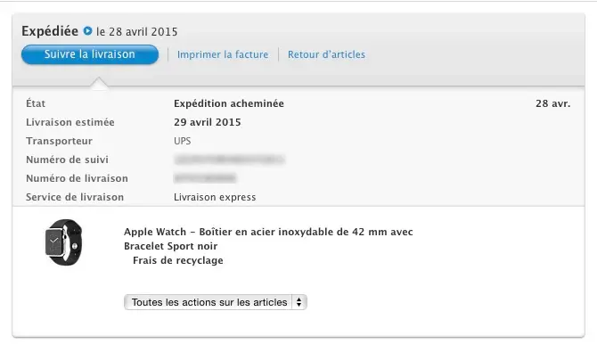 Apple Watch : la seconde vague de livraisons demain, le tracking UPS disponible