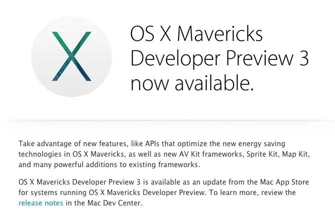 Mavericks : une troisième Beta disponible