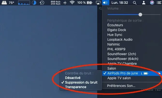 Catalina : comment accéder aux réglages ANC des AirPods Pro sur Mac