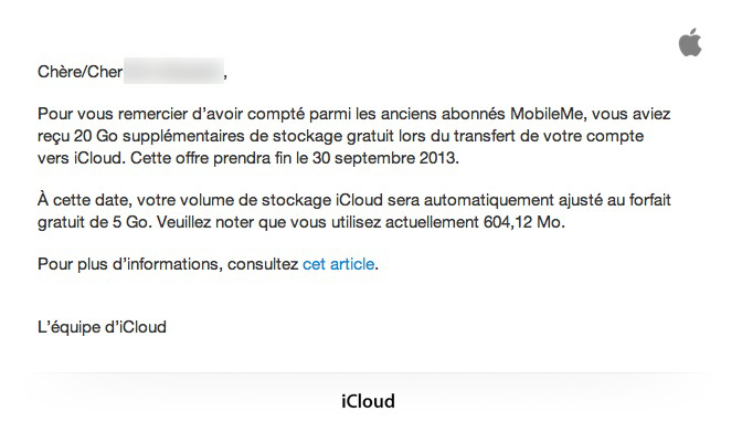 iCloud : fin de promo pour les anciens abonnés MobileMe