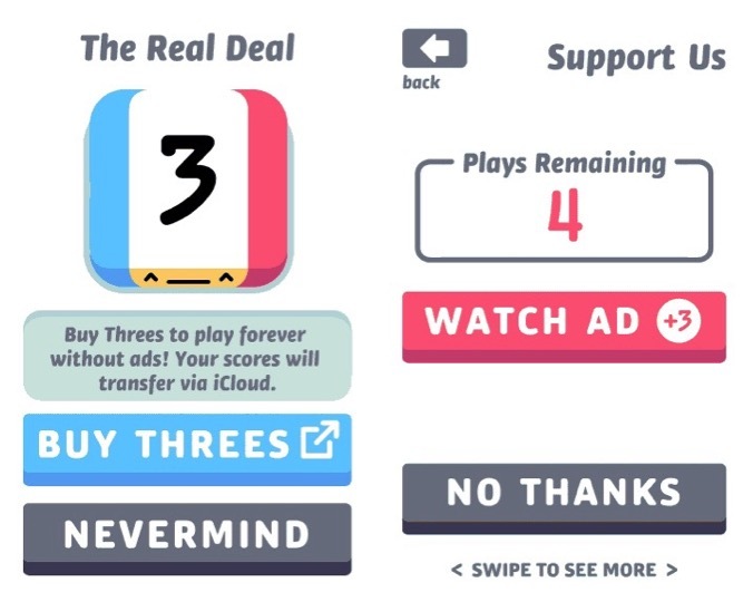 Les revenus quotidiens de Threes! ont doublé depuis le lancement de sa version gratuite