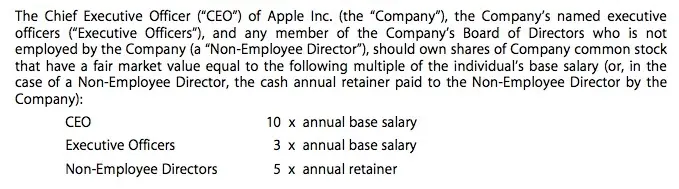 Les responsables d'Apple devront conserver 3 à 10 fois leur salaire en actions