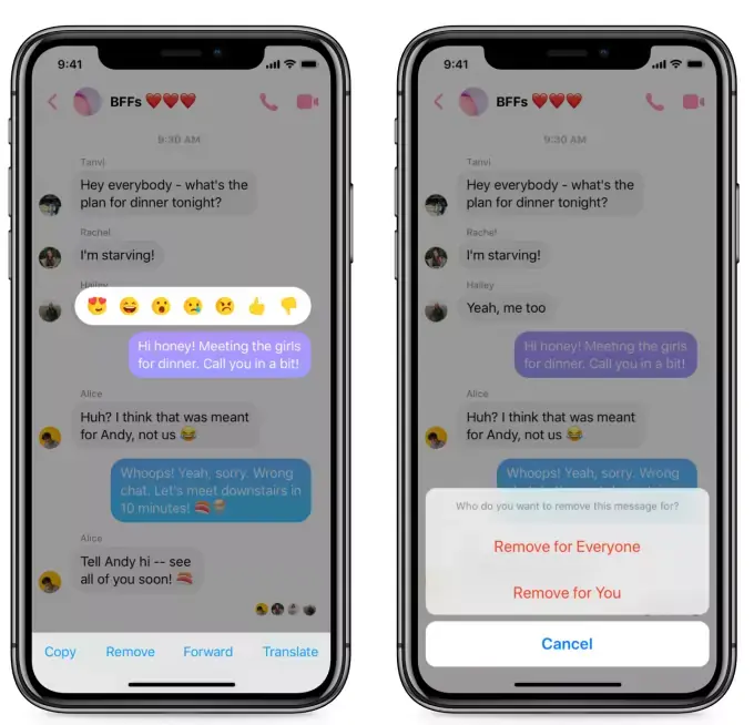 Messenger déploie sa fonction pour vraiment effacer les messages privés envoyés