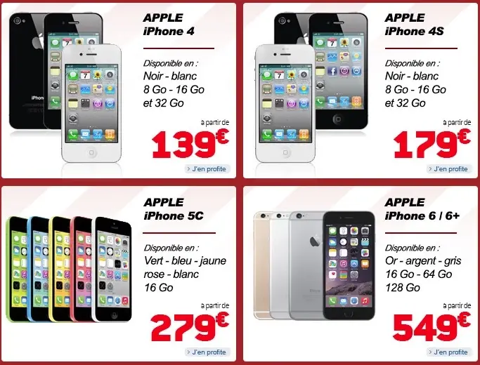 Bon plan (refurb) : des iPhone 6 à 549€, iPhone 5 à 299€, 5c à 279€, iPhone 4s à 179€