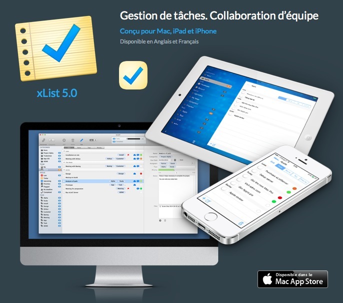 xList 5.0, le gestionnaire de tâches collaboratif, est disponible pour Mac, iPhone et iPad