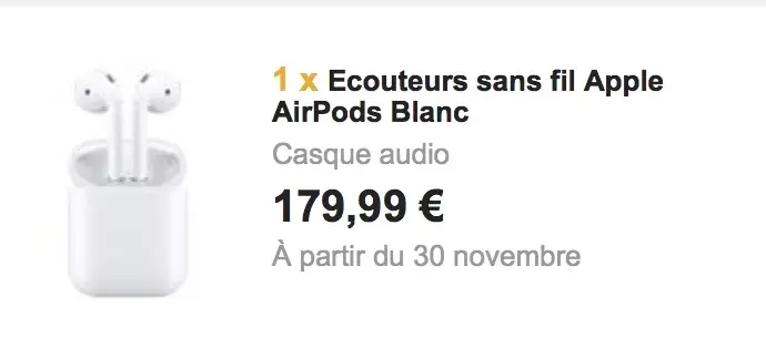 Les AirPods proposés en précommande (en France) avec une livraison fin novembre