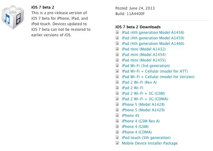 iOS 7 Beta 2 : l'iPad et l'iPad mini sont enfin gérés !