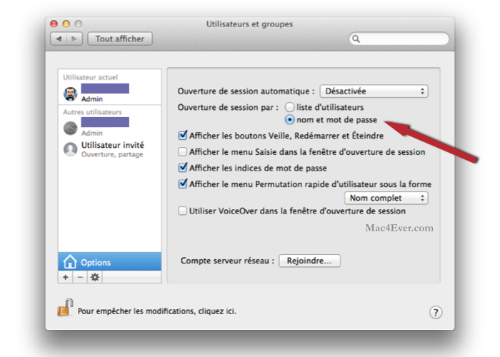 Astuce OS X : cacher son nom du panneau d'identification pour plus de sécurité