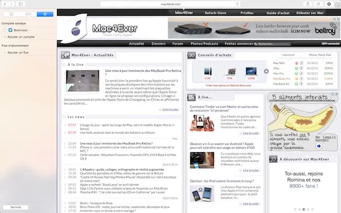 Les flux RSS font leur retour sur Safari avec Yosemite