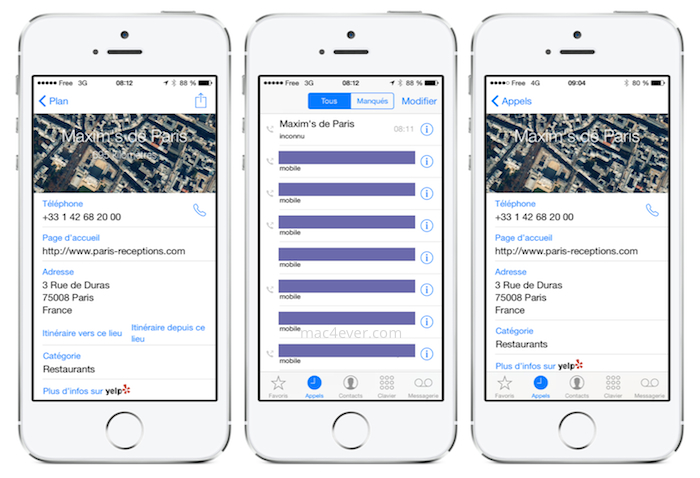 iOS 8 : les infos utiles de Plans désormais conservées et réutilisées