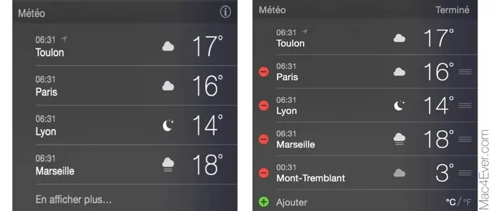 Yosemite : organisez vos widgets dans le Centre de Notifications