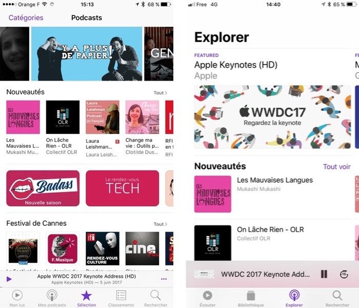 iOS 11 : l'application Podcasts adopte les codes d'Apple Music