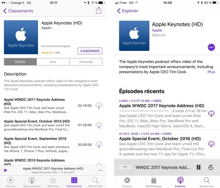 iOS 11 : l'application Podcasts adopte les codes d'Apple Music