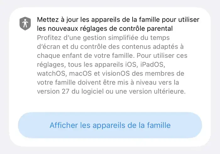 iOS 27&nbsp;: Apple renforce s&eacute;rieusement le contr&ocirc;le parental