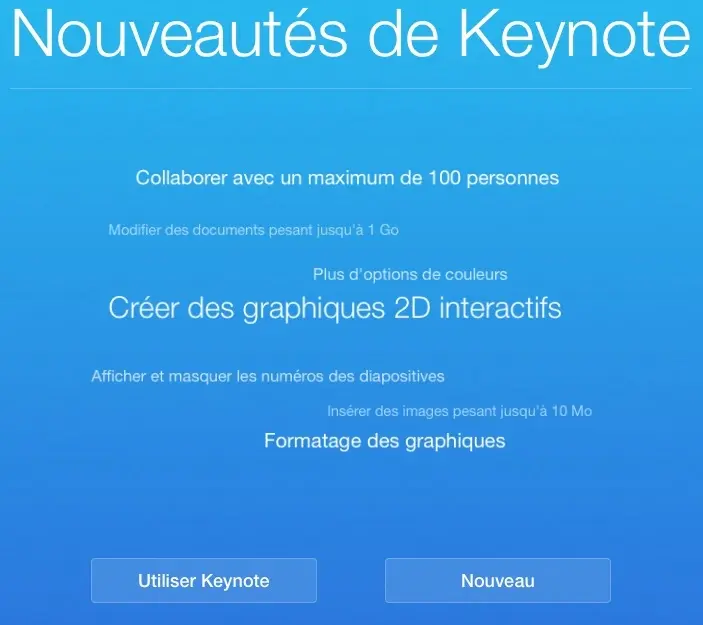 Mise à jour d'iWork pour iCloud