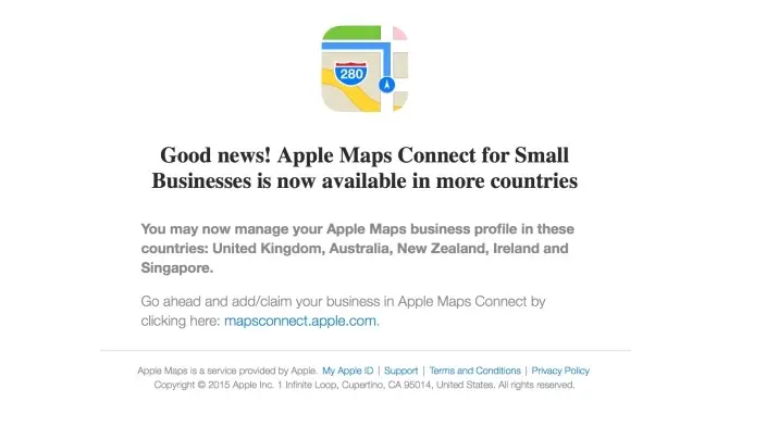 Apple Maps Connect n'est plus réservé aux États-Unis