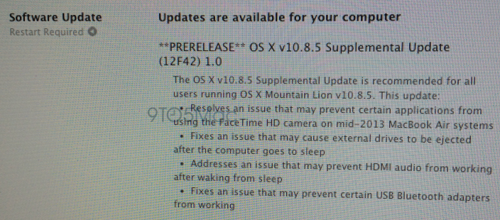 Une nouvelle version d'OS X 10.8.5 bientôt disponible ?