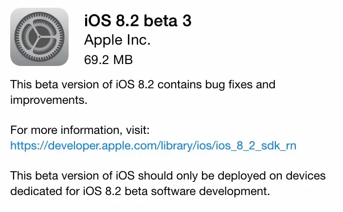 Développeurs, iOS 8.2 bêta 3 est disponible !