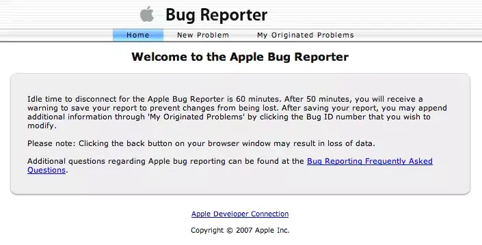 Le nouveau bug-report d'Apple est toujours moche, mais au moins, il évolue