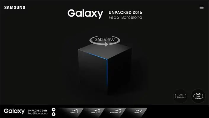 Un live vidéo à 360° pour la présentation des Galaxy S7 de Samsung