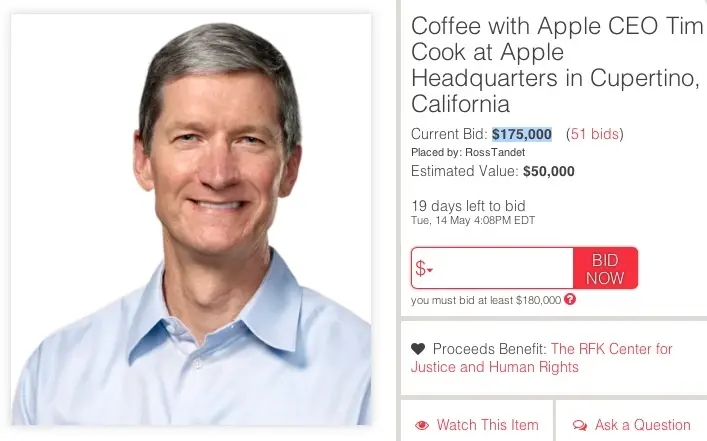 Sondage : combien paieriez-vous pour boire un coup avec Tim Cook ?