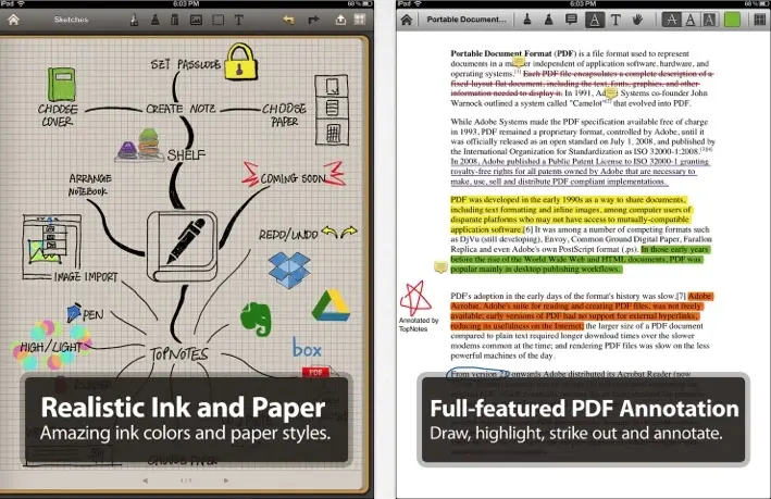 TopNotes Pro gratuit pour iPad : note texte, manuscrite et annotation de PDF