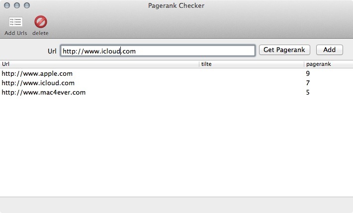 PageRank Checker, déterminer le classement de domaines web gratos sur Mac