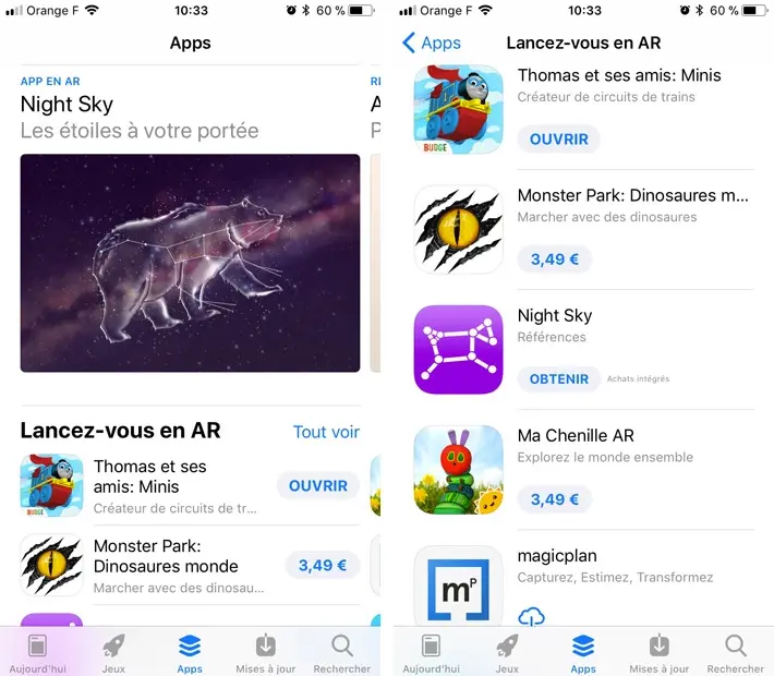 Une nouvelle catégorie destinée à la réalité augmentée dans l'App Store