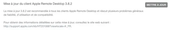 Mise à jour du client Apple Remote Desktop 3.8.2