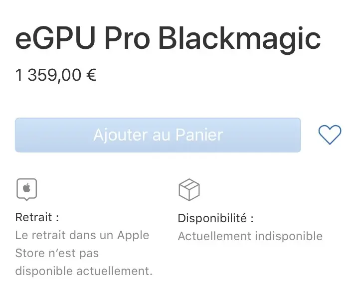 Apple commence à expédier l'eGPU "Pro" de BlackMagic (qui n'est plus disponible)