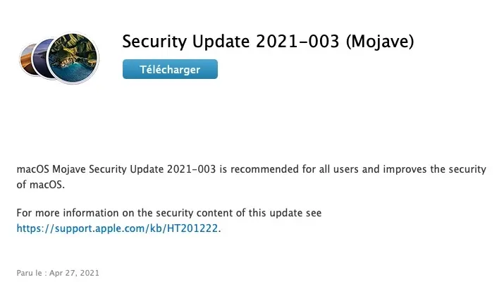 Des mises à jour de sécurité pour macOS Mojave et Catalina