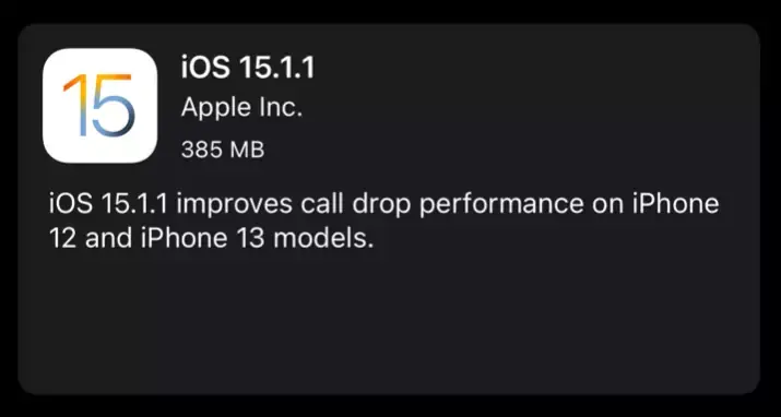 Apple publie iOS 15.1.1 avec un correctif pour les appels sur iPhone 12 et 13