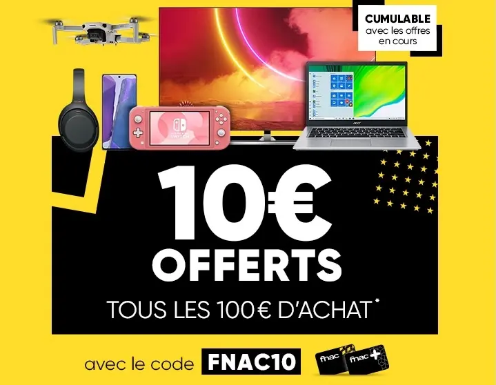 Bon Plan : 10€ tous les 100€ d'achat pour les adhérents Fnac