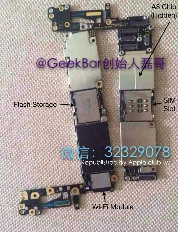 La carte mère de l'iPhone 6 en vadrouille avec ses composants ?