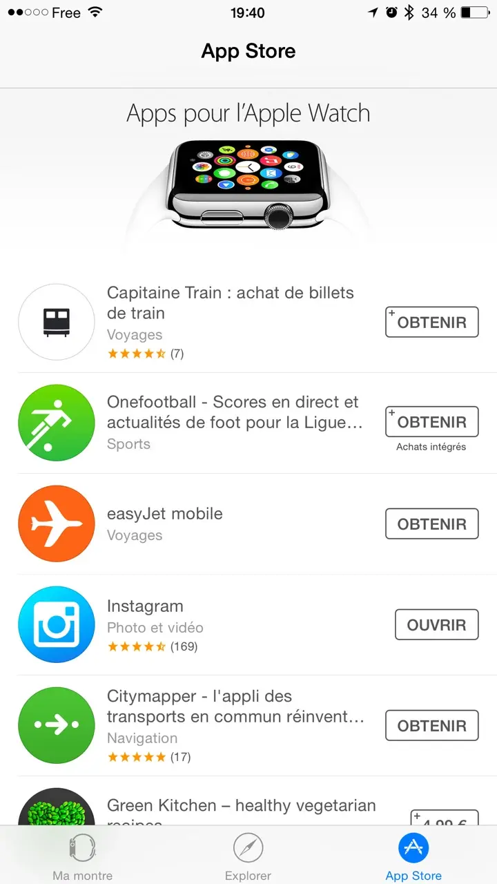 L'App Store de l'Apple Watch est disponible !