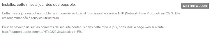 Apple propose une mise à jour pour le service NTP sur OS X