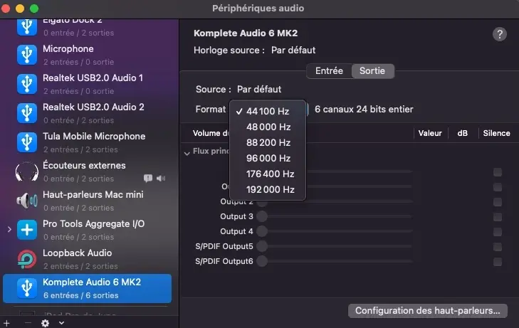 Comment choisir la profondeur de bit et la fréquence d'échantillonnage en sortie sur Mac