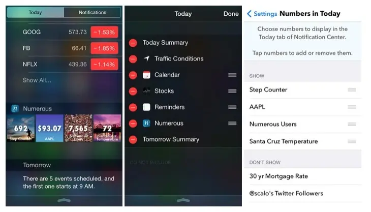 Numerous : un nouveau widget pour le centre de notifications d'iOS 8